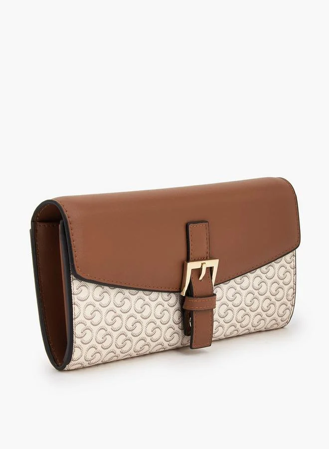 سيليست Monogram Print Wallet with Button Closure